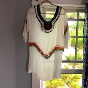 Beautiful Beach Cover-up with the same colorful crochet design - front & back!